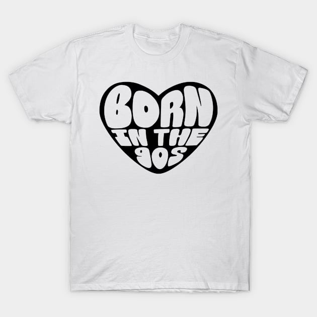 Born In The 90s Nostalgia Heart Design T-Shirt by We Print On Gifts